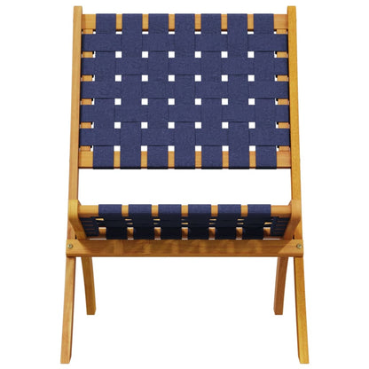 Folding Garden Chairs 2 pcs Dark Blue Solid Wood Acacia and Fabric