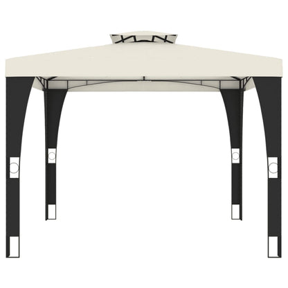 Gazebo with Double Roof Cream 2.98x2.98 m Steel