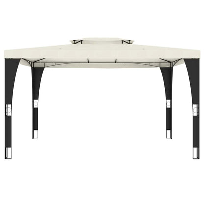 Gazebo with Double Roof Cream 3.98x2.98 m Steel