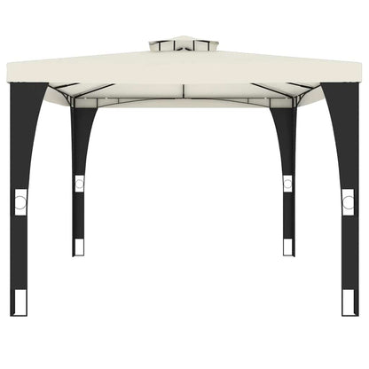 Gazebo with Double Roof Cream 3.98x2.98 m Steel