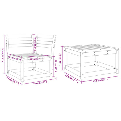 3 Piece Garden Sofa Set White Solid Wood Pine
