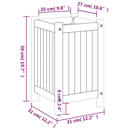 Garden Planter with Liner 31x31x50 cm Solid Wood Acacia