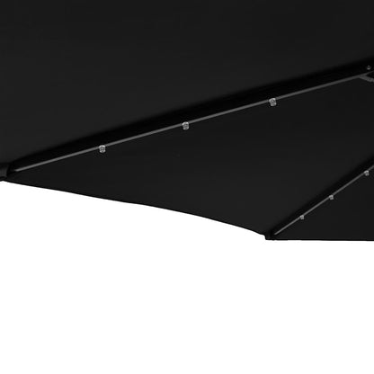 Garden Parasol with LEDs and Steel Pole Black 225x225x212cm