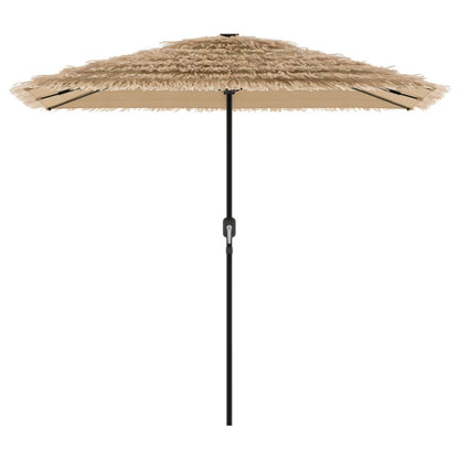 Garden Parasol with LEDs and Steel Pole Brown 248x248x248 cm