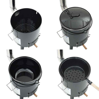 Goulash Cannon with Chimney and Lid Black Enamelled Steel