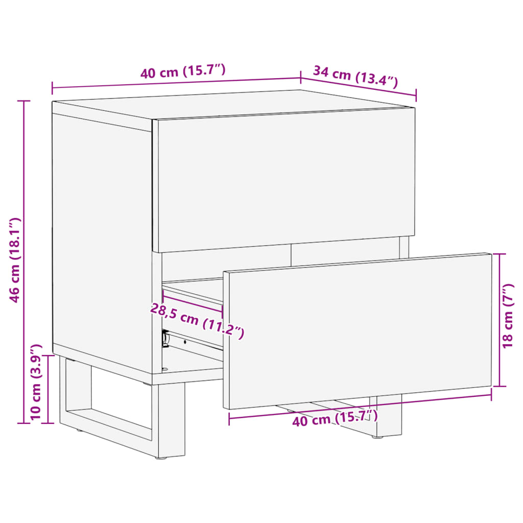Bedside Cabinets 2 pcs 40x34x46 cm Solid Wood Acacia