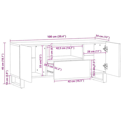 TV Cabinet 100x34x46 cm Solid Wood Mango