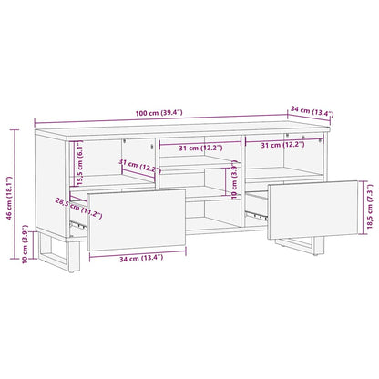 TV Cabinet Brown 100x34x46 cm Solid Wood Mango