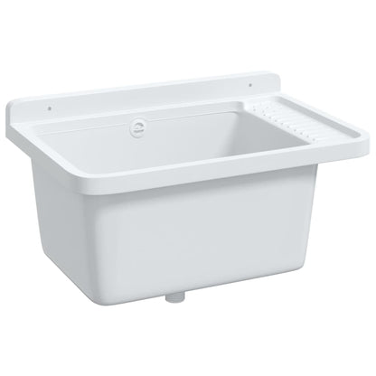 Utility Sink for Wall Mounting White 60x40x28 cm Resin