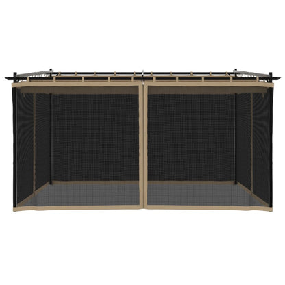 Gazebo with Mesh Walls Taupe 4x3 m Steel