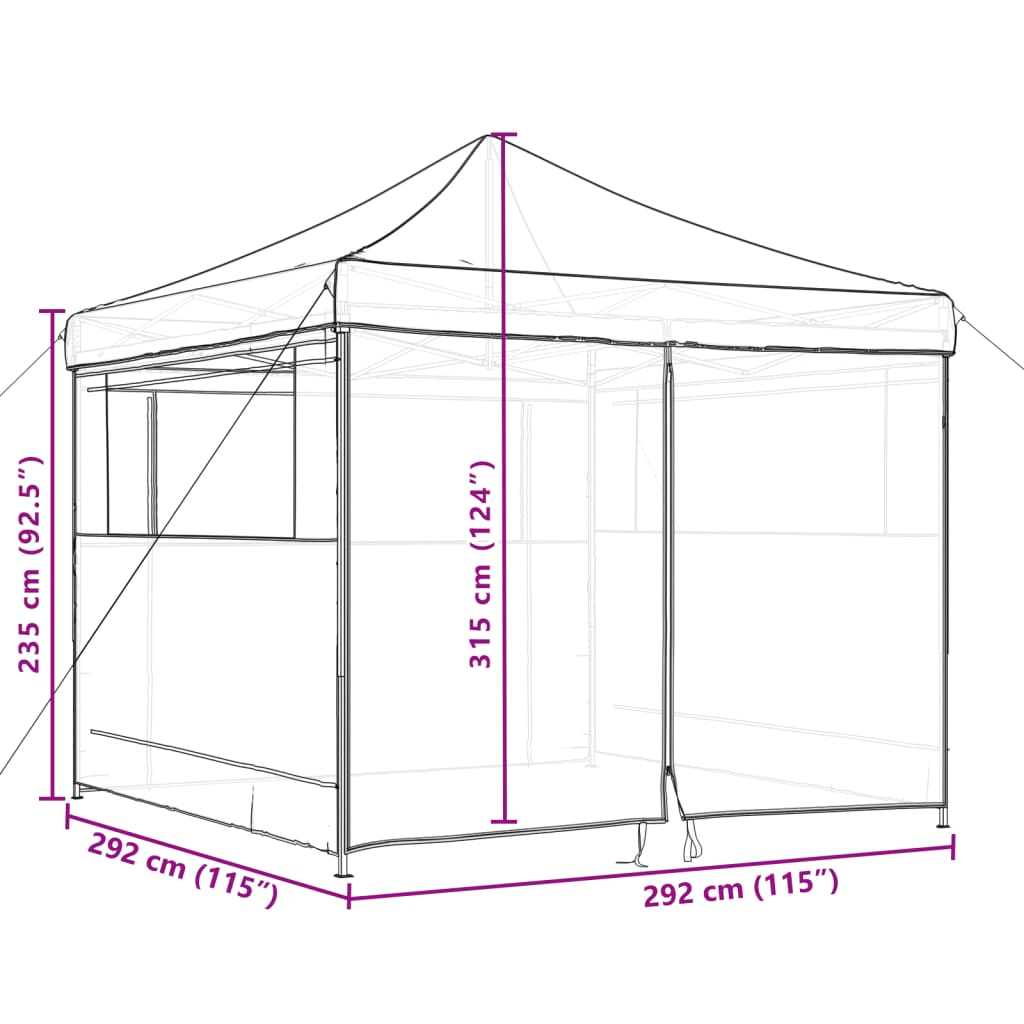 Foldable Party Tent Pop-Up with 4 Sidewalls Terracotta