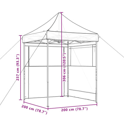 Foldable Party Tent Pop-Up with 2 Sidewalls Taupe