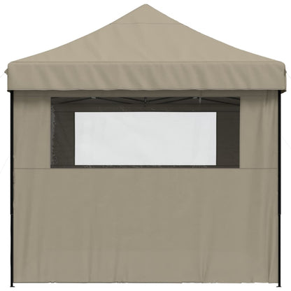 Foldable Party Tent Pop-Up with 4 Sidewalls Taupe