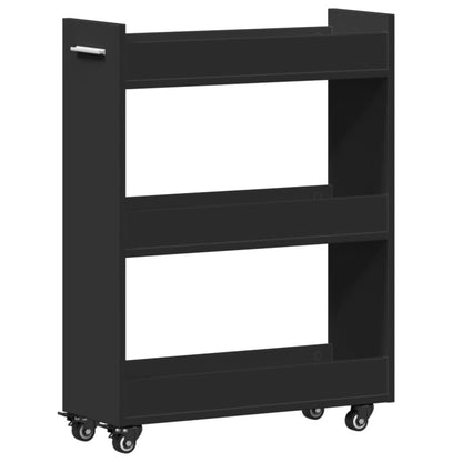 Cabinet with Wheels Black 60x22x79 cm Engineered Wood
