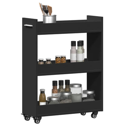Cabinet with Wheels Black 60x22x79 cm Engineered Wood