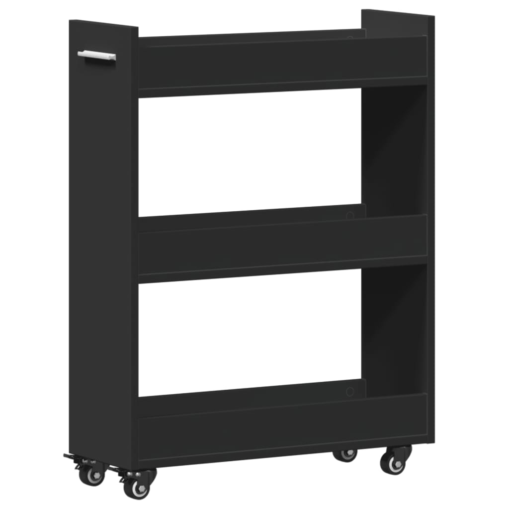 Cabinet with Wheels Black 60x22x79 cm Engineered Wood