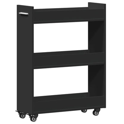Cabinet with Wheels Black 60x22x79 cm Engineered Wood