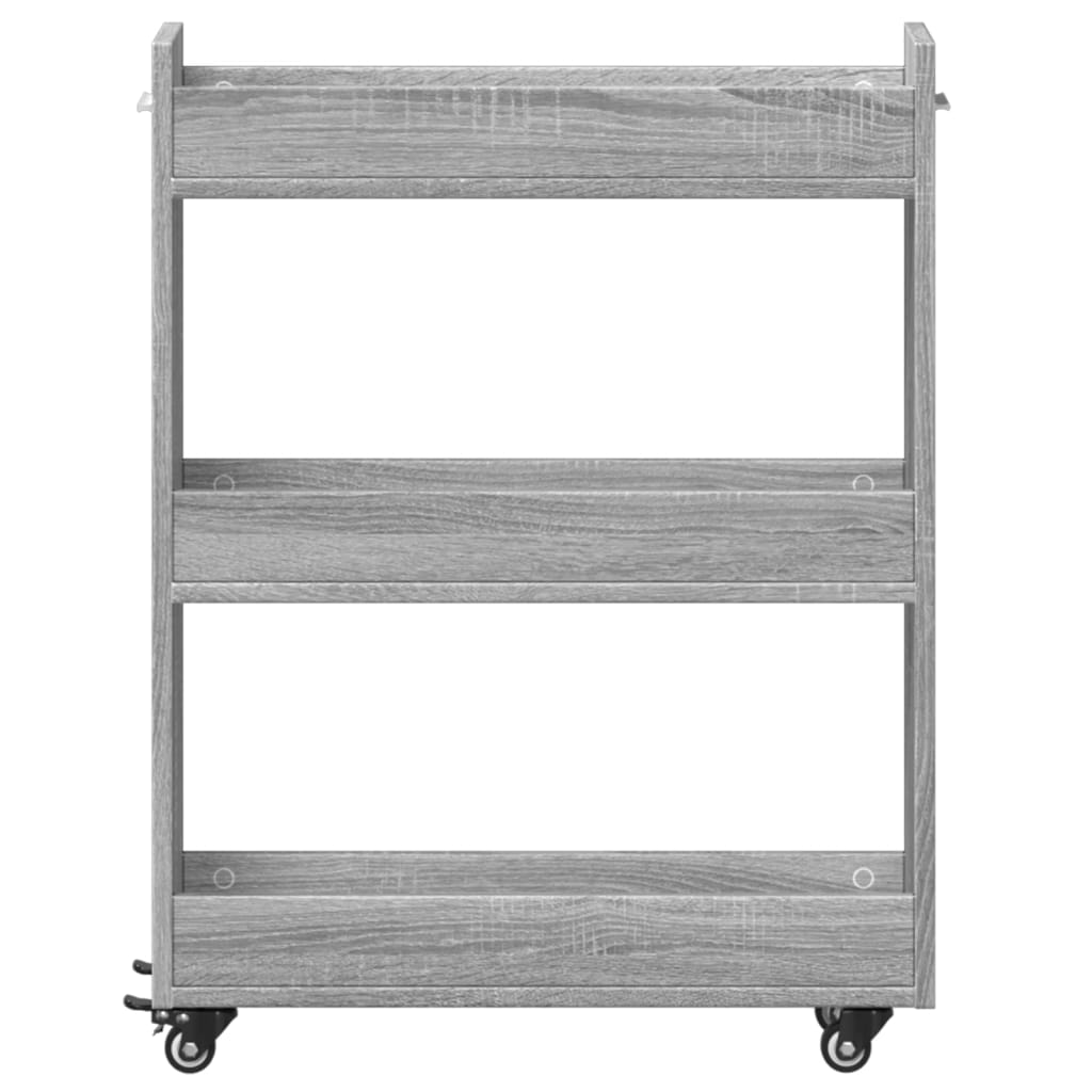 Cabinet with Wheels Grey Sonoma 60x22x79 cm Engineered Wood