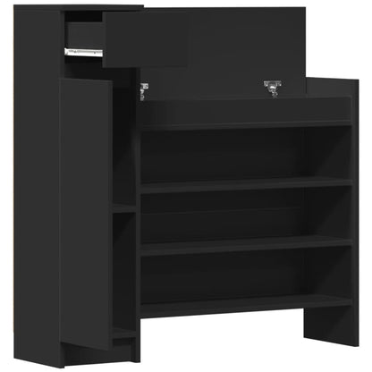 Shoe Cabinet Black 100.5x28x100 cm Engineered Wood