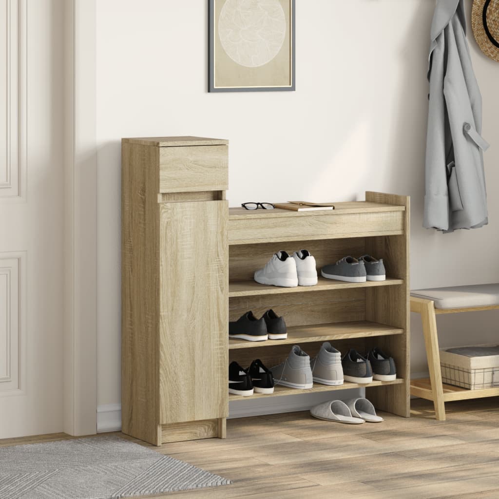 Shoe Cabinet Sonoma Oak 100.5x28x100 cm Engineered Wood