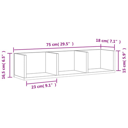 Wall Cabinets 2 pcs Concrete Grey 75x18x16.5 cm Engineered Wood