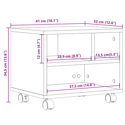 Printer Stand with Wheels Black 41x32x34,5 cm