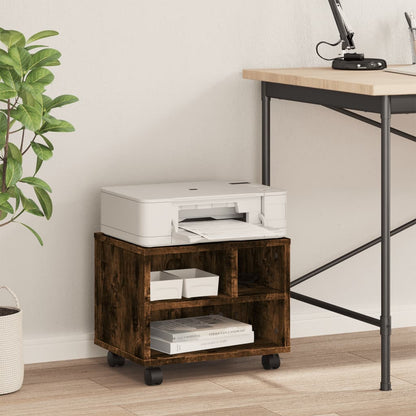 Printer Stand with Wheels Smoked Oak 41x32x34,5 cm