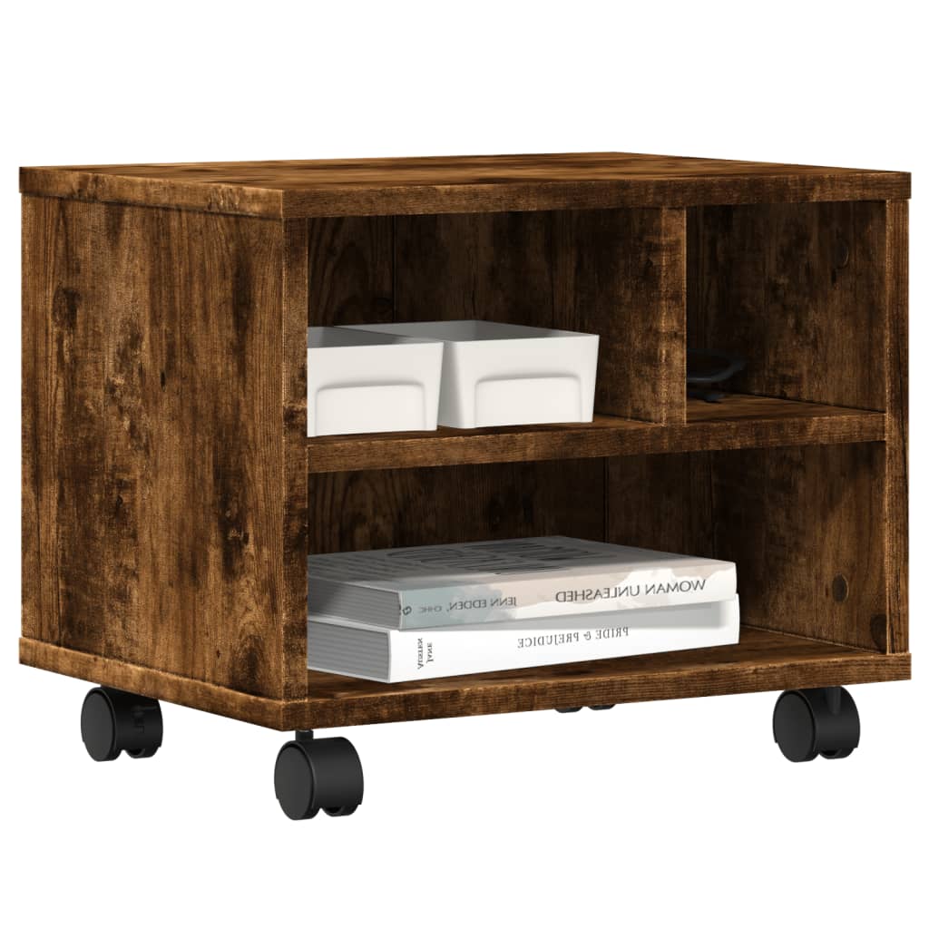Printer Stand with Wheels Smoked Oak 41x32x34,5 cm