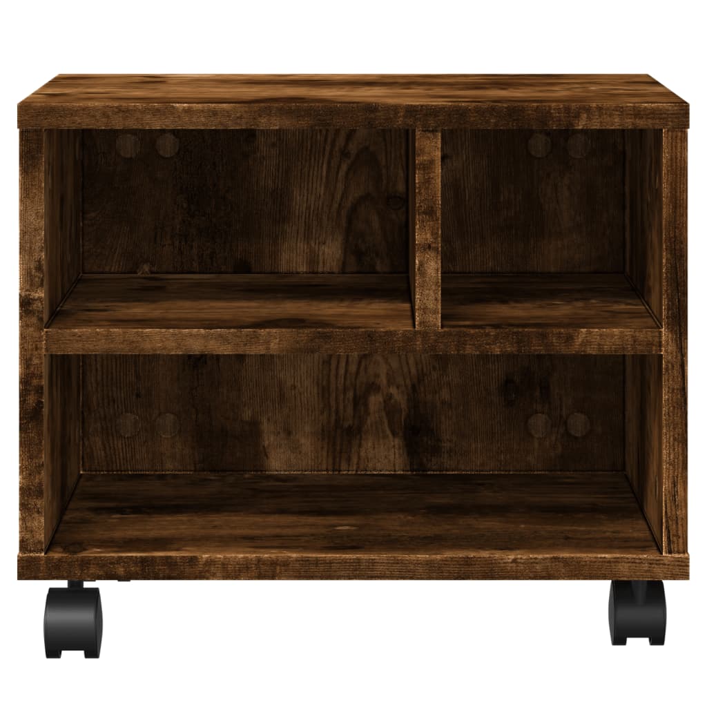 Printer Stand with Wheels Smoked Oak 41x32x34,5 cm