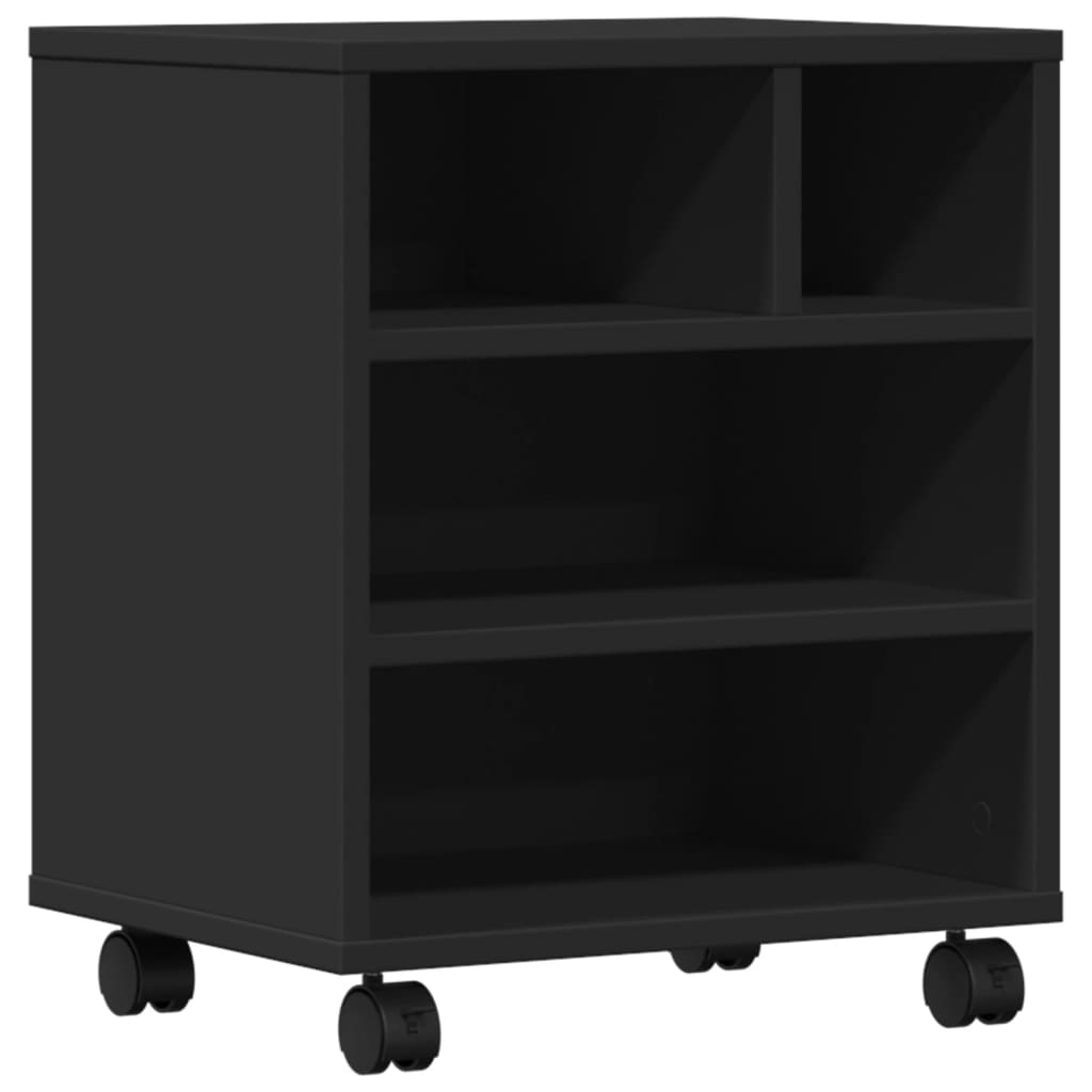 Printer Stand with Wheels Black 41x32x48 cm