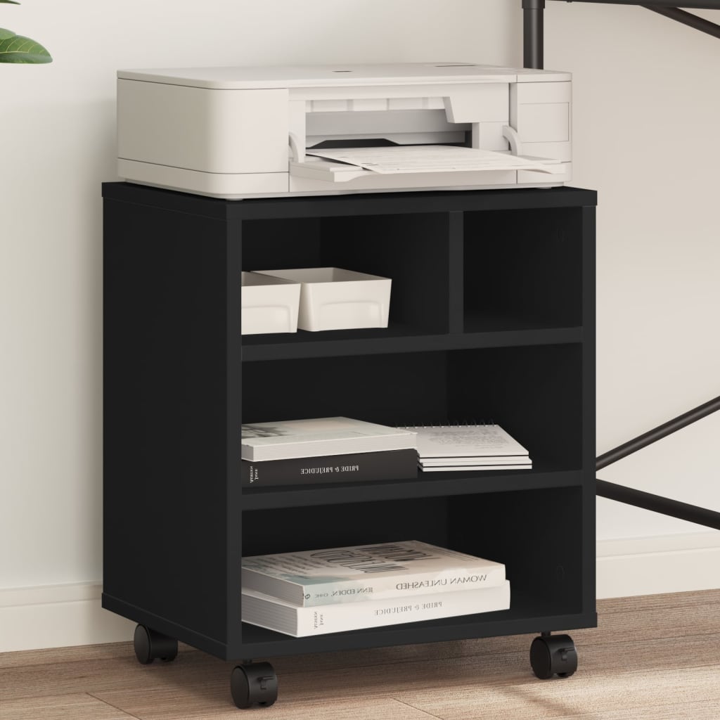 Printer Stand with Wheels Black 41x32x48 cm