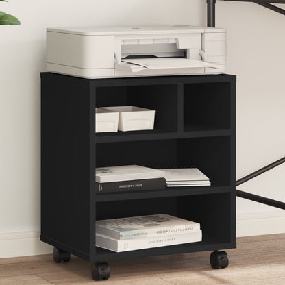 Printer Stand with Wheels Black 41x32x48 cm