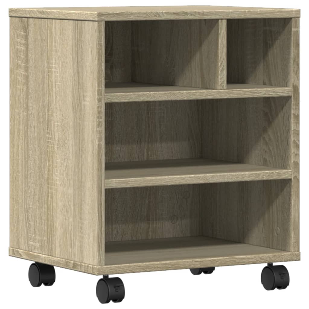 Printer Stand with Wheels Sonoma Oak 41x32x48 cm