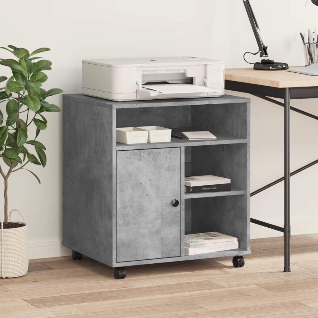 Printer Stand with Wheels Concrete Grey 60x50x67 cm