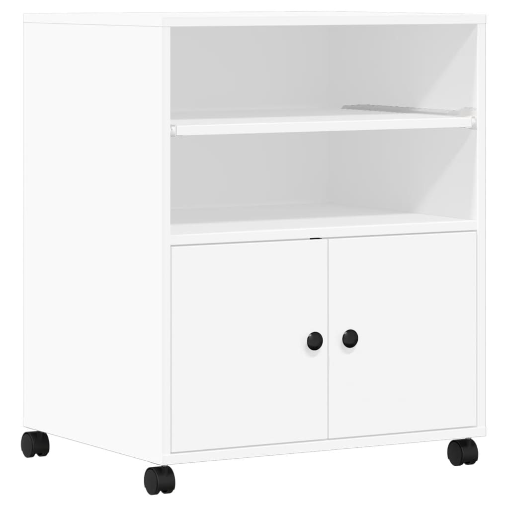 Printer Stand with Wheels White 60x48x74 cm