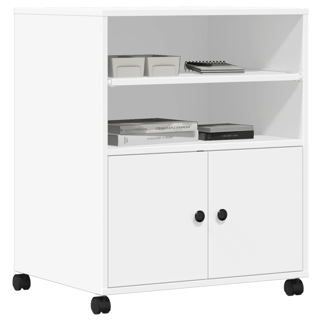 Printer Stand with Wheels White 60x48x74 cm