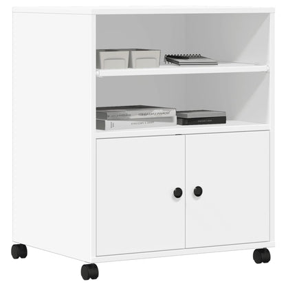 Printer Stand with Wheels White 60x48x74 cm