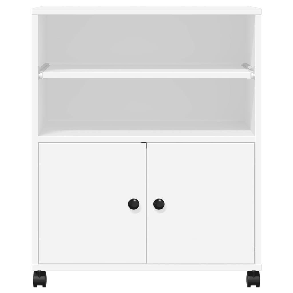 Printer Stand with Wheels White 60x48x74 cm