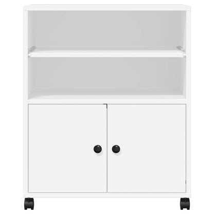 Printer Stand with Wheels White 60x48x74 cm