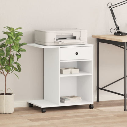 Printer Stand with Wheels White 60x40x68.5 cm