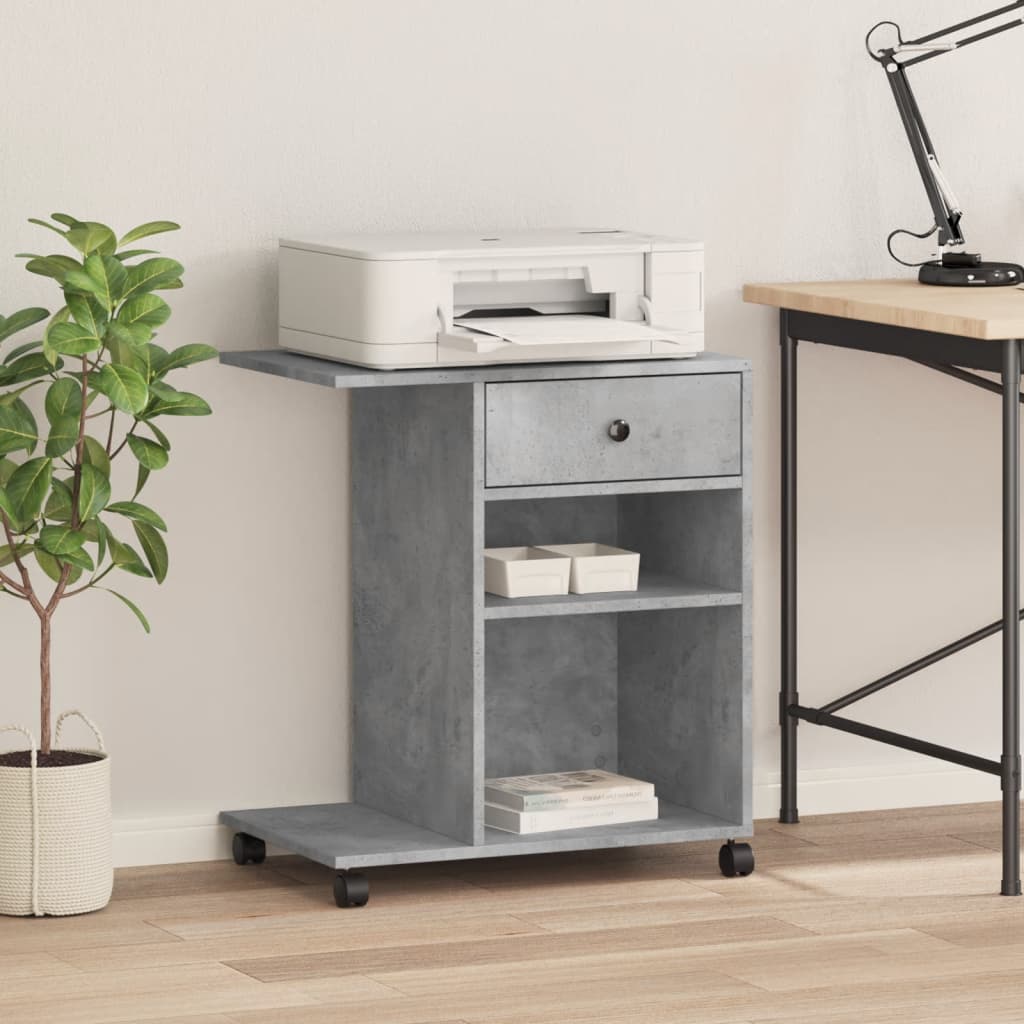 Printer Stand with Wheels Concrete Grey 60x40x68.5 cm