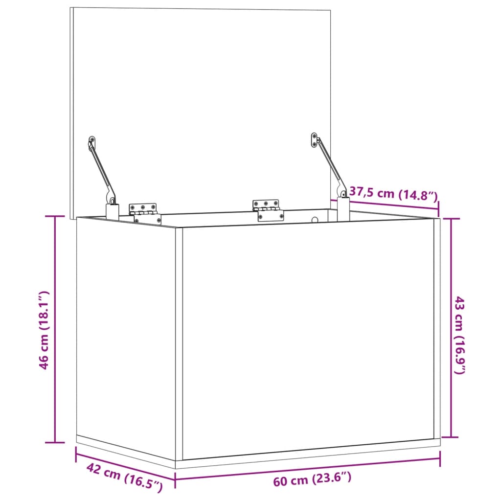 Storage Box Sonoma Oak 60x42x46 cm Engineered Wood
