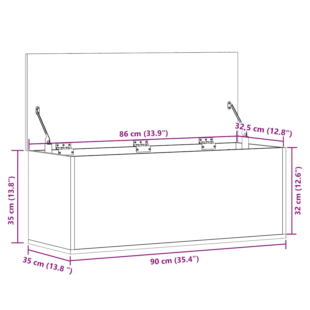 Storage Box Black 90x35x35 cm Engineered Wood