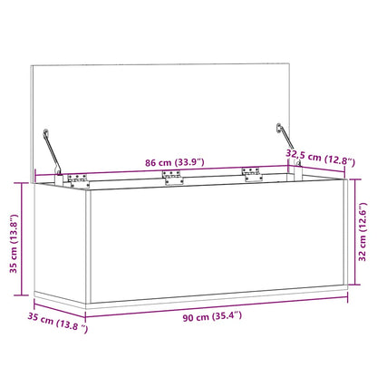 Storage Box Black 90x35x35 cm Engineered Wood