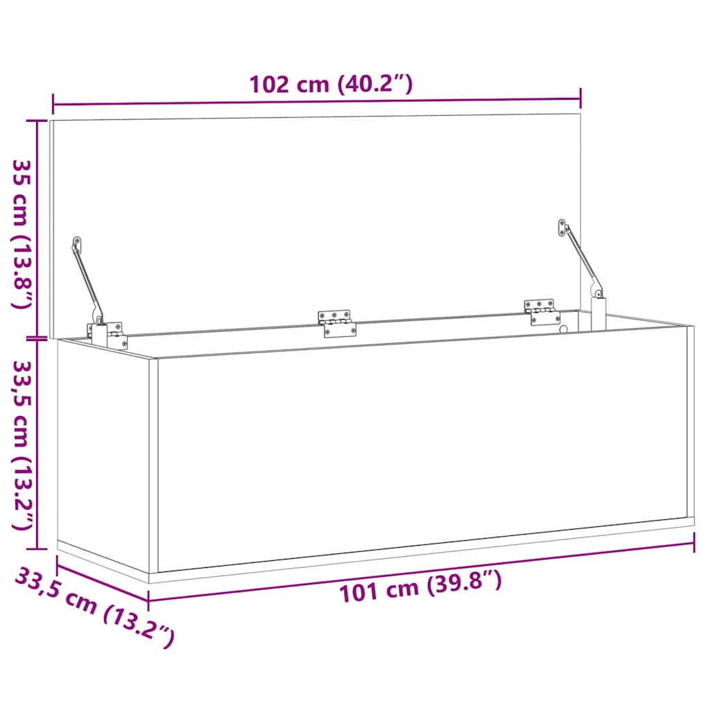 Storage Box Black 102x35x35 cm Engineered Wood