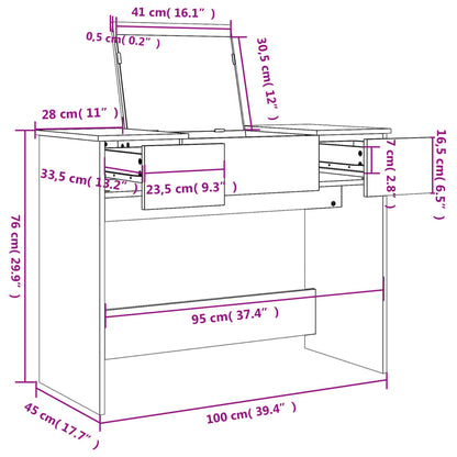 Dressing Table with Mirror Sonoma Oak 100x45x76 cm