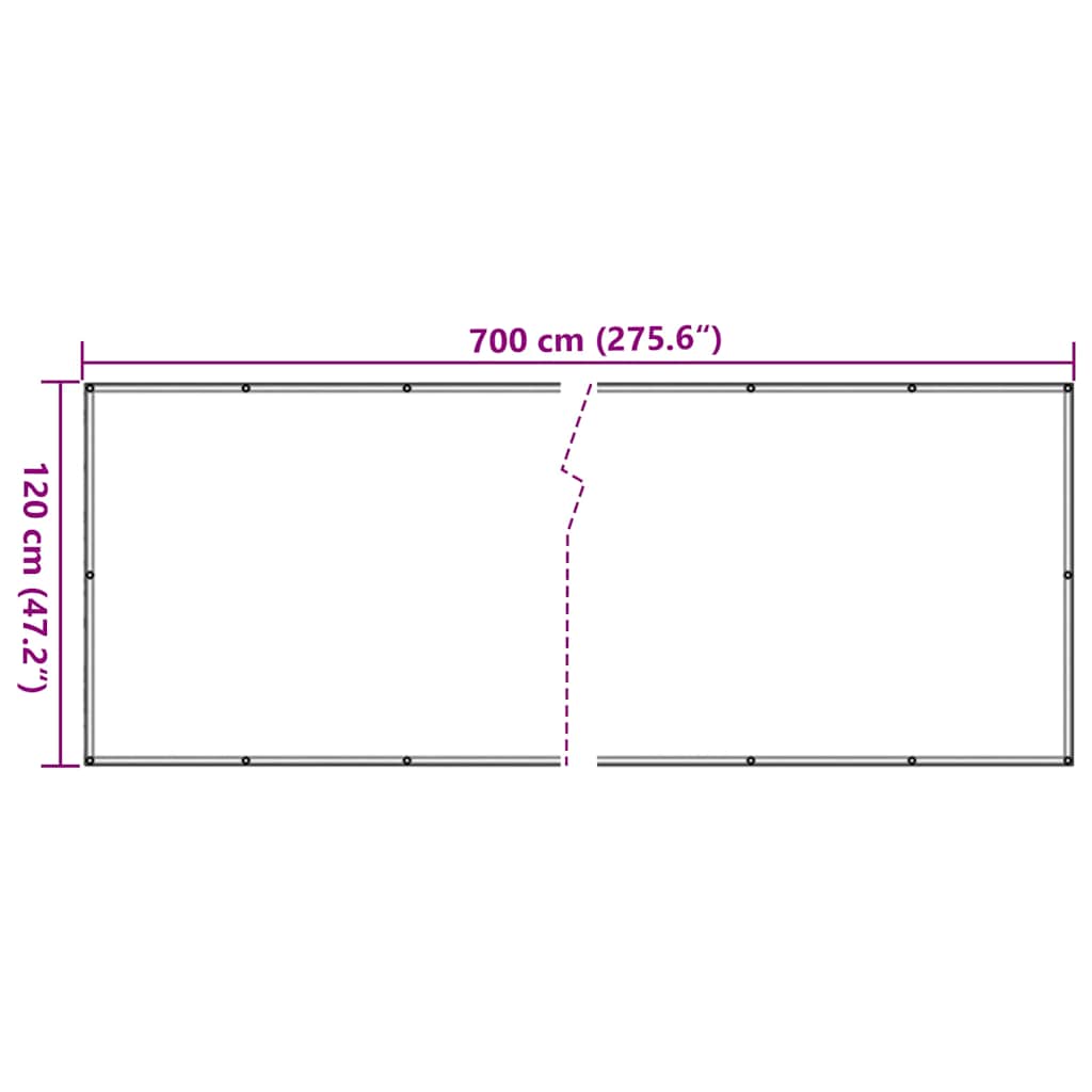 Balcony Privacy Screen Grey 700x120 cm PVC