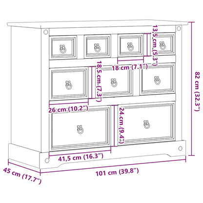 Chest of Drawers Corona 101x45x82 cm Solid Wood Pine