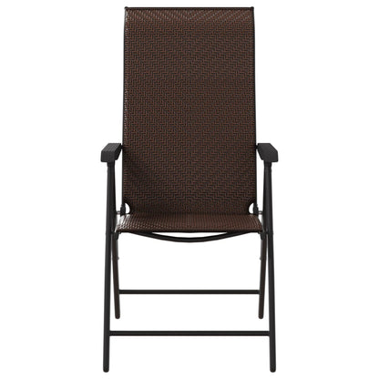 Folding Garden Chairs 2 pcs Brown Poly Rattan