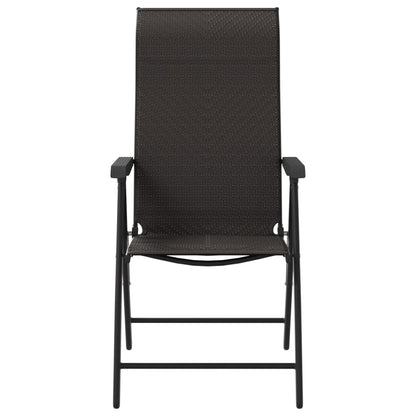 Folding Garden Chairs 2 pcs Black Coffee Poly Rattan